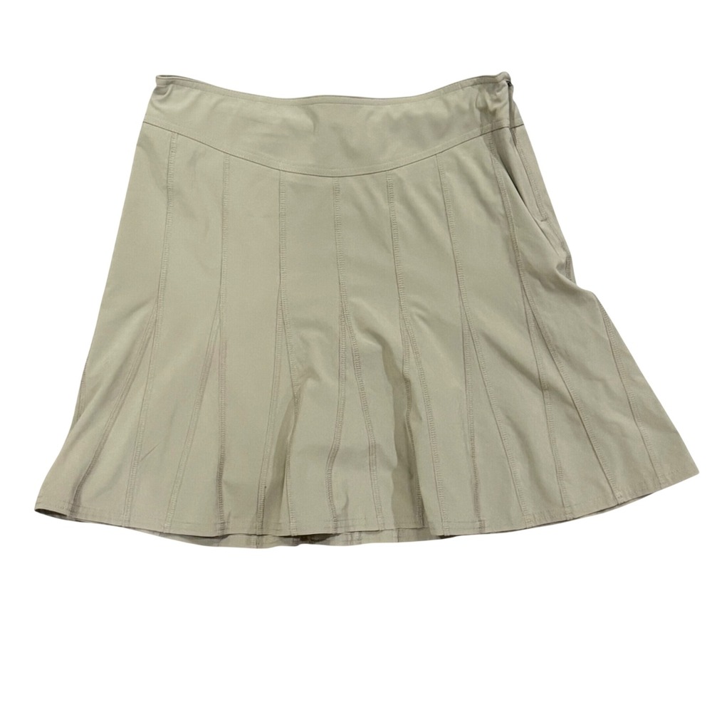 Athleta Womens Khaki Tan Pleated Athletic Skort Size 4 Side Zip Active Skirt